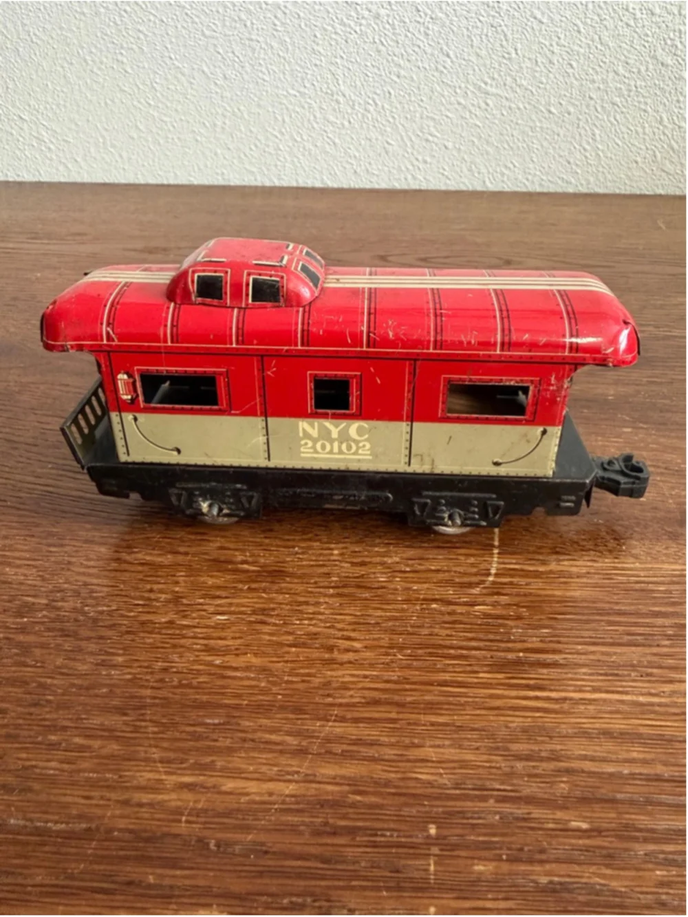 Vintage Marx NYC 20102 Caboose Tin Litho Train Car O Gauge New York Central Red